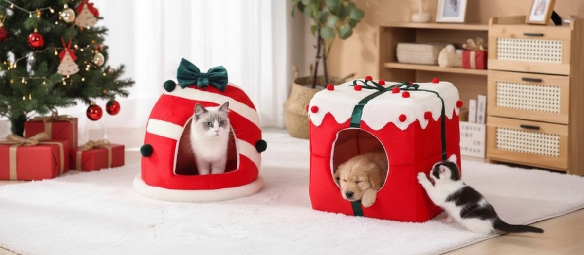 Cozy Box Pet House: Warm Plush Nest for Cats & Small Dogs